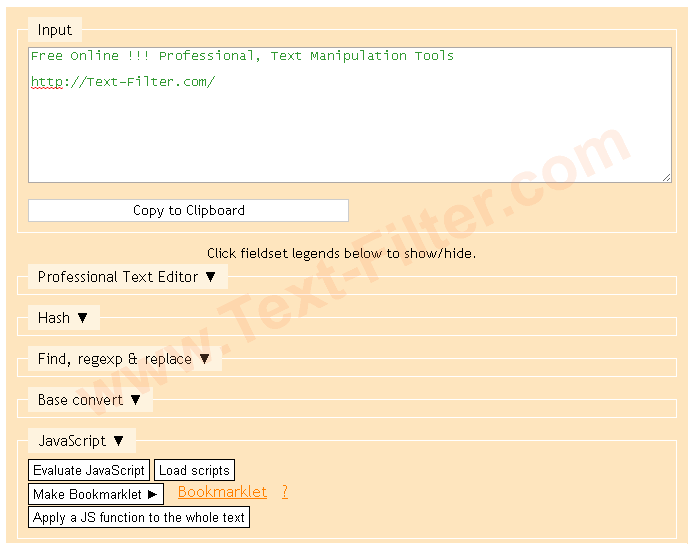 JavaScript Function, Evaluate JavaScript,Apply a Js function to the whole text.