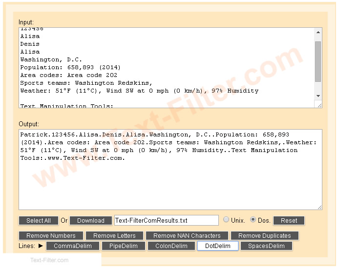 Delimiter Separating Tool - Dot [.] delimited.