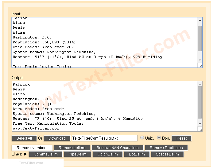 Online Tool, Remove / Delete Numbers From Text.