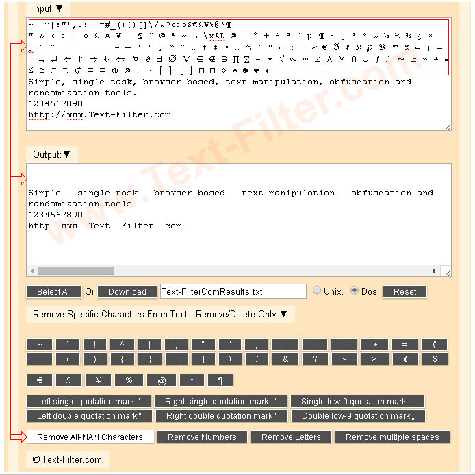 Remove / Delete All Non Alphanumeric Characters ( Commas, Dots, Special Symbols, Math Symbols etc.) From Text.